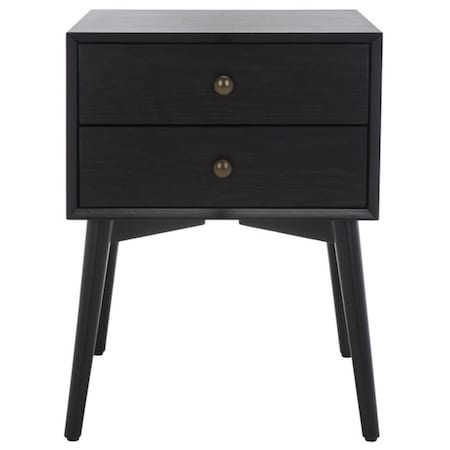 Safavieh Scully 2 Drawer Nightstand, Black & Antique Gold NST6407B